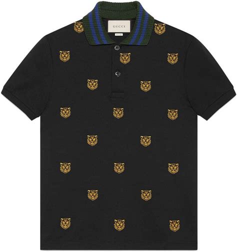 black polo with tiger gucci|gucci polo shirt bee.